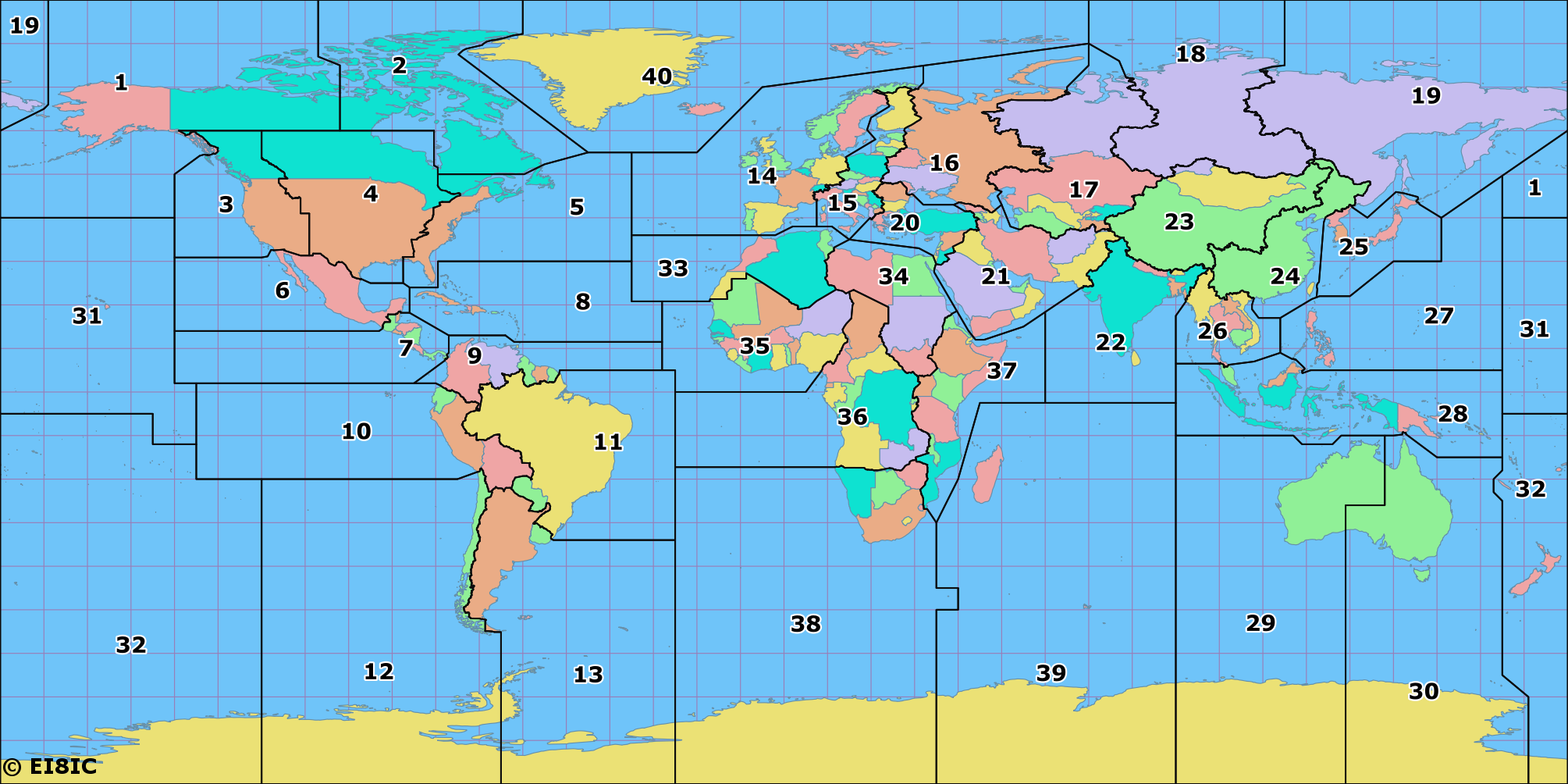 World Amateur Radio / Citizen Band Prefix, CQ Zone, ITU Zone and IOTA