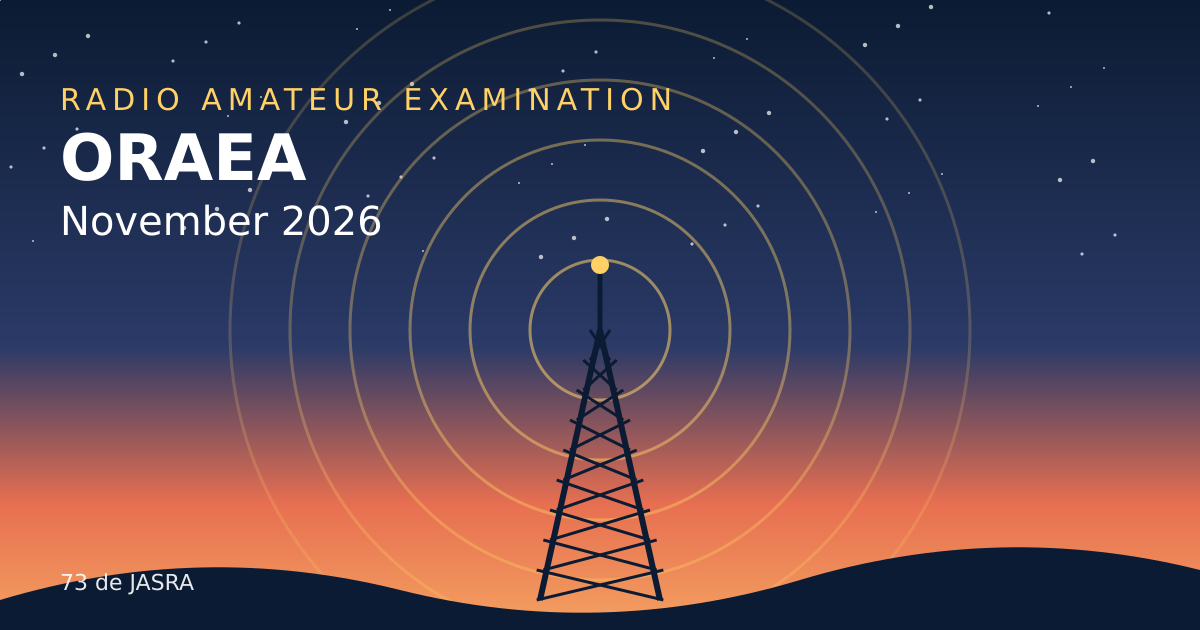 Radio tower at dawn with signal rings, ORAEA November 2026