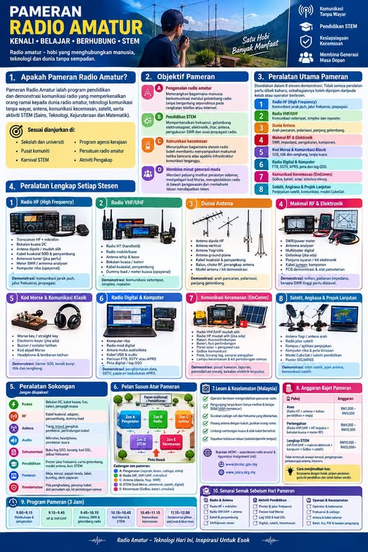Poster Pameran Radio Amatur: Kenali, Belajar, Berhubung, STEM
